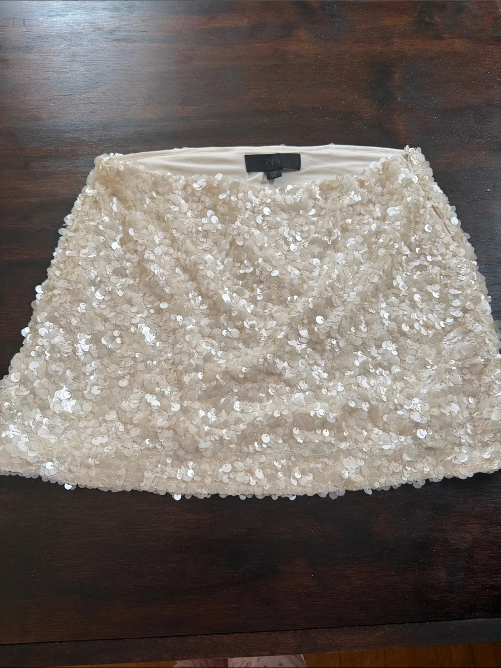 Zara Ivory Sequin Mini Skirt